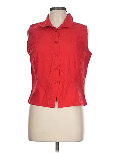 Pre-owned Fashion Bug Sleeveless Button Down Shirt In Red