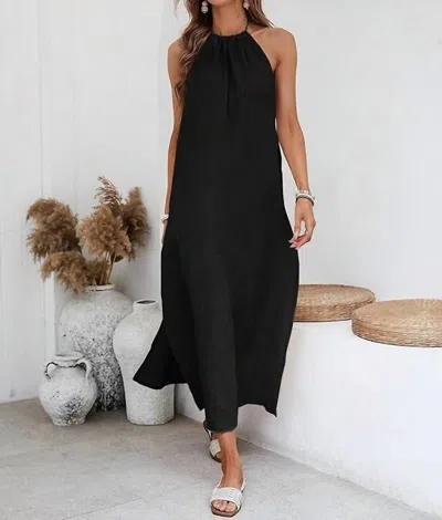 Fashion City Hemp Leisure Maxi Dress In Black