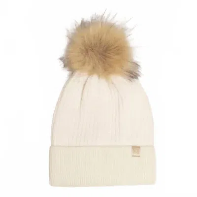 Fashion City Unisex Winter Solid Chenille Cuff Beanie With Pom Pom In White