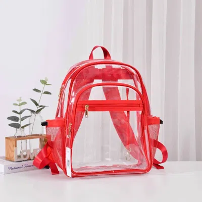 Fashion City Women's Clear Stadium Backpack In Red