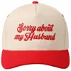 Fashion City Women's Sorry About My Husband Embroidery Two-tone Canvas Hat In Red In Neutral