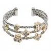 Fashion City Women's Triple Braided Bangle Butterfly & Clover Deco Bracelet In Silver In Silver