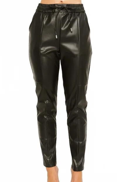 Fashion District La Faux Leather Pants In Black