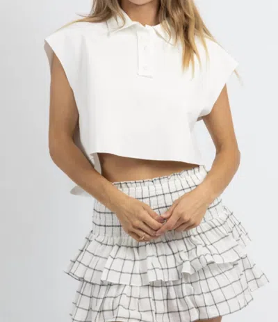 Fashion District La Logan Button Collared Tank In White