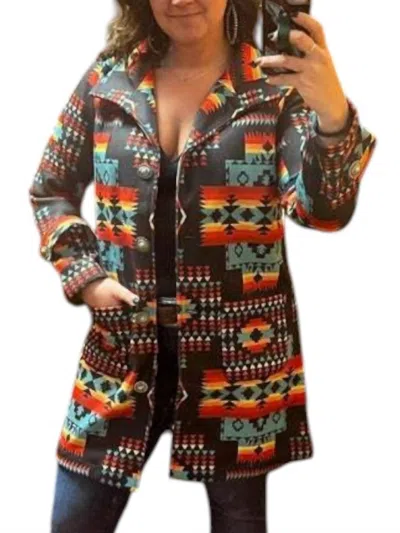 Fashion Express Aztec Wool Blend Jacket In Bright & Black In Multi