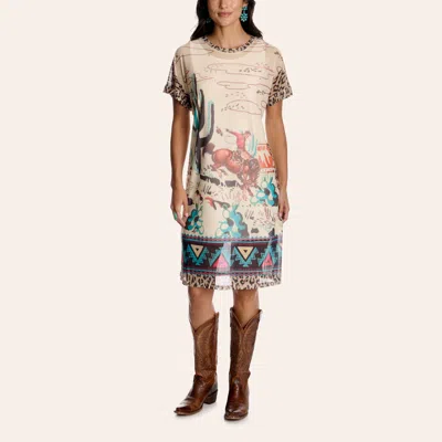 Fashion Express Women's Cream Western & Cheetah Print Mesh Dress In Multi