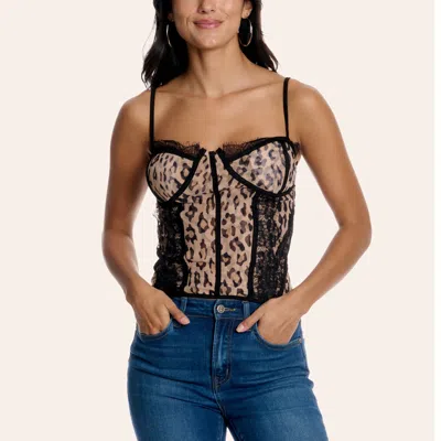 Fashion Express Women's Leopard Print Smocked Lace Trim Top In Multi
