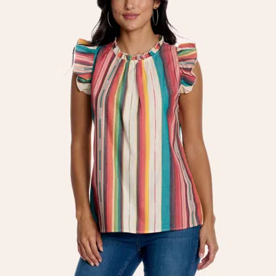 Fashion Express Women's Multicolor Serape Stripe Print Top