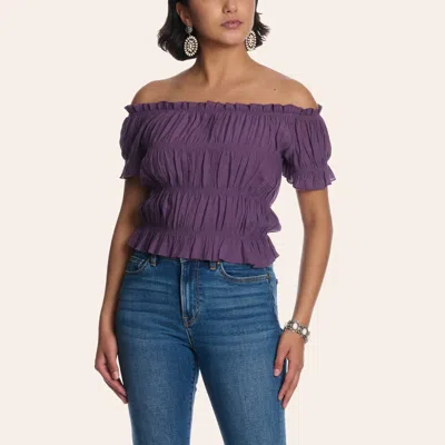 Fashion Express Women's Purple Off Shoulder Ruched Top