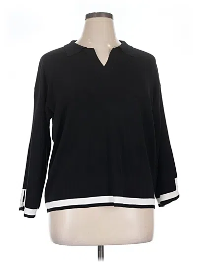 Fashion Long Sleeve Polo Shirt In Black