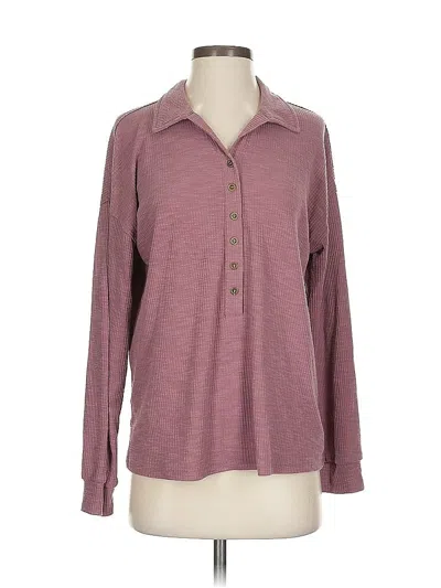 Pre-owned Fashion Long Sleeve Polo Shirt In Burgundy