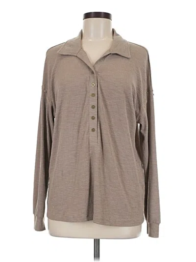 Pre-owned Fashion Long Sleeve Polo Shirt In Tan