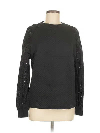 Pre-owned Fashion Long Sleeve Top Black Crew Neck Tops