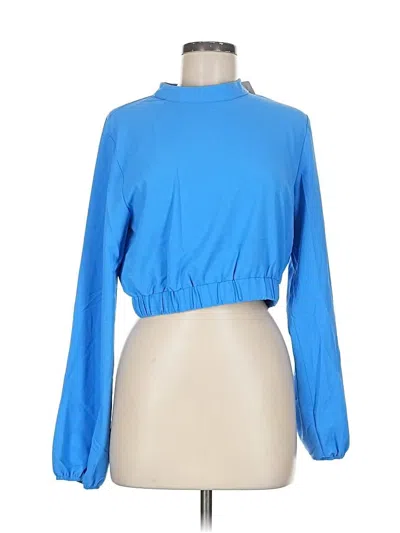 Pre-owned Fashion Long Sleeve Top Blue Turtleneck Tops