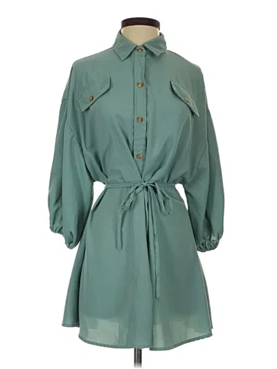 Pre-owned Fashion Nova 3/4 Sleeve Blouse In Teal