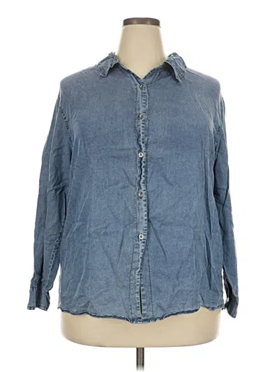 Pre-owned Fashion Nova 3/4 Sleeve Button Down Shirt In Blue