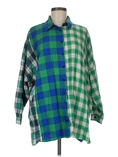Pre-owned Fashion Nova 3/4 Sleeve Button Down Shirt In Green