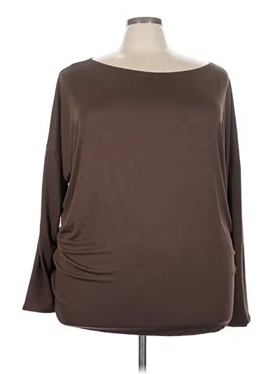 Fashion Nova 3/4 Sleeve Top Brown Boatneck Tops