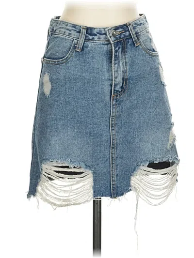 Pre-owned Fashion Nova Denim Skirt In Blue
