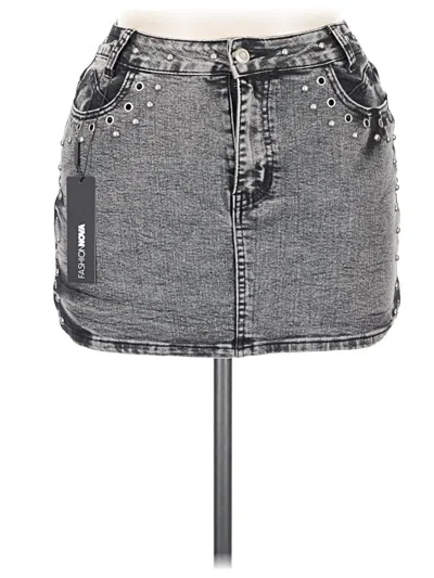 Fashion Nova Denim Skirt In Gray