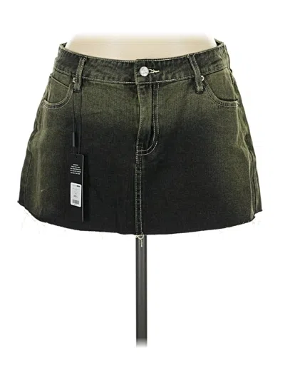 Fashion Nova Denim Skirt In Green