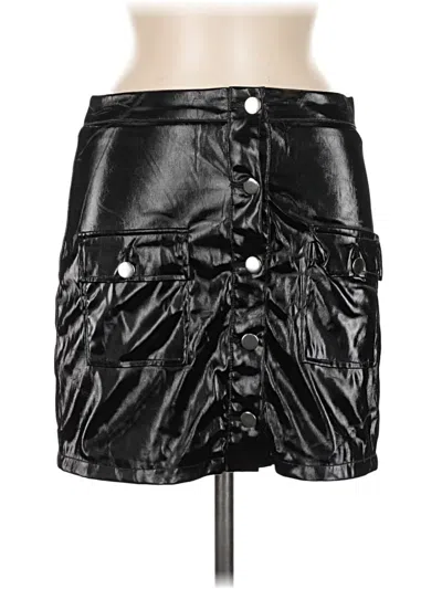 Pre-owned Fashion Nova Faux Leather Skirt In Black