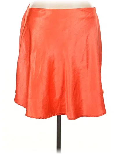 Pre-owned Fashion Nova Faux Leather Skirt In Orange