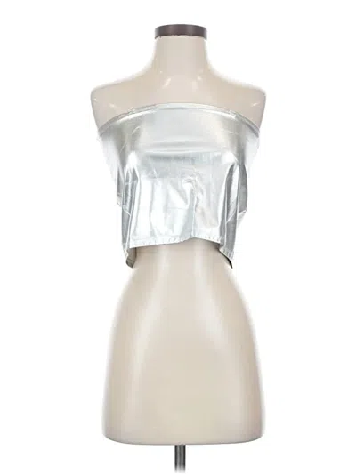 Pre-owned Fashion Nova Faux Leather Skirt In Silver