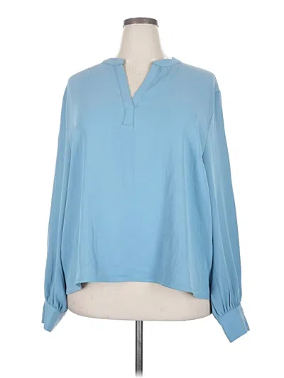Pre-owned Fashion Nova Long Sleeve Blouse In Blue