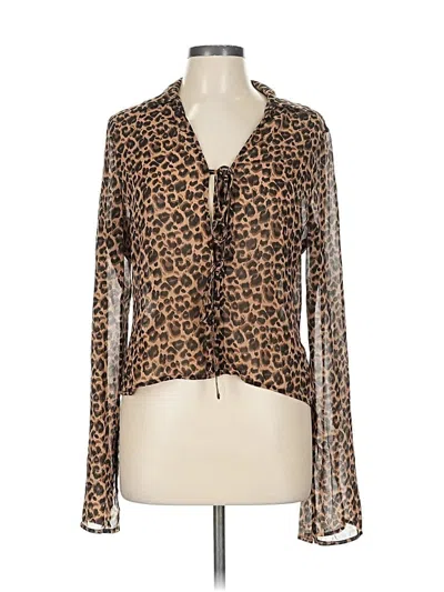 Fashion Nova Long Sleeve Blouse In Brown