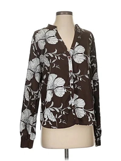 Pre-owned Fashion Nova Long Sleeve Blouse In Brown