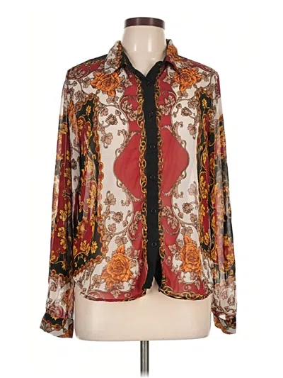 Pre-owned Fashion Nova Long Sleeve Blouse In Brown
