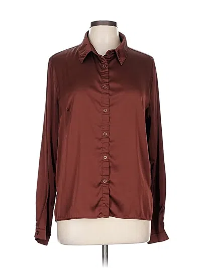 Pre-owned Fashion Nova Long Sleeve Blouse In Burgundy