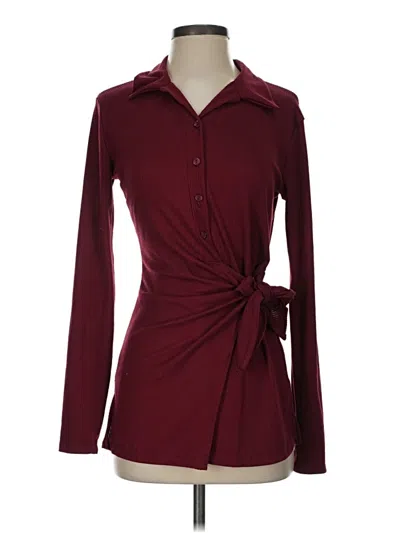 Pre-owned Fashion Nova Long Sleeve Blouse In Burgundy