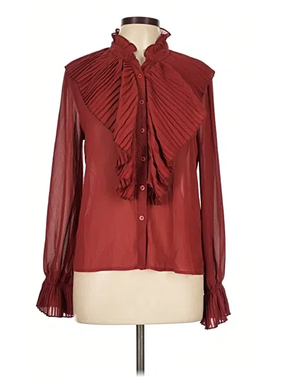 Pre-owned Fashion Nova Long Sleeve Blouse In Burgundy