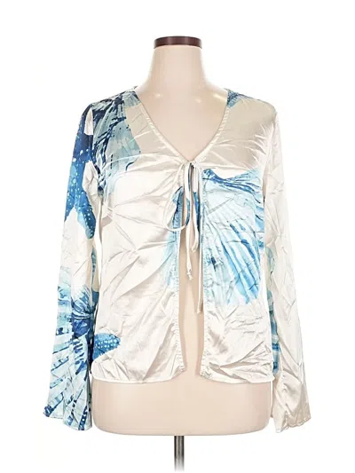 Pre-owned Fashion Nova Long Sleeve Blouse In Silver