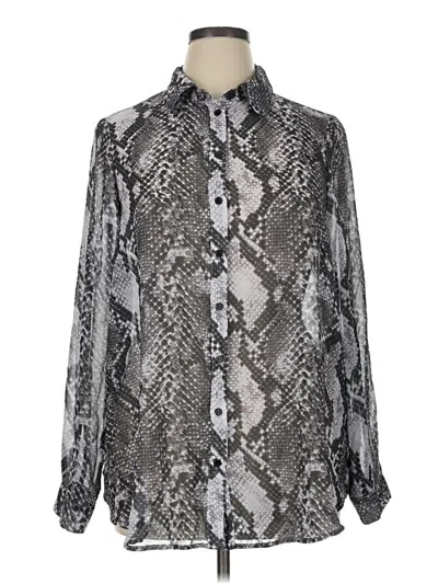 Pre-owned Fashion Nova Long Sleeve Blouse In Silver