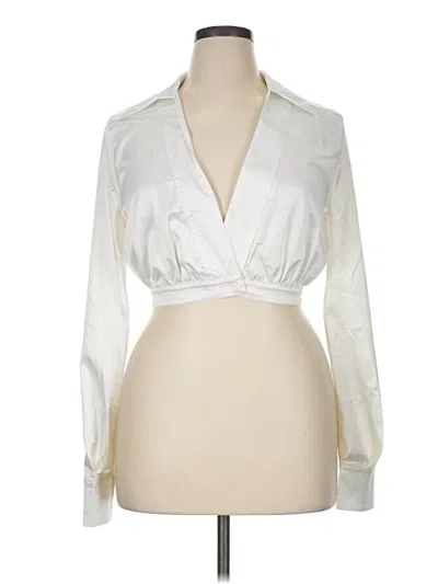 Fashion Nova Long Sleeve Blouse In White