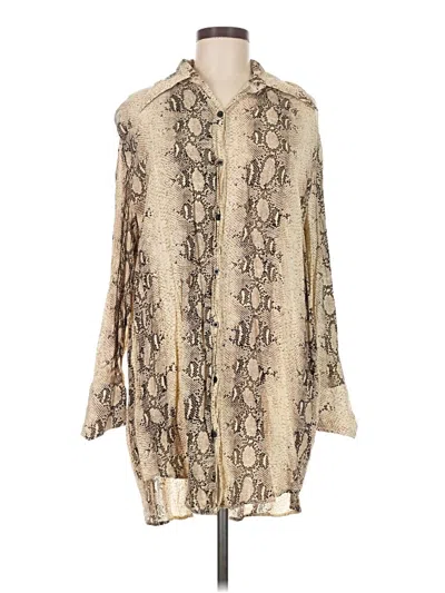 Pre-owned Fashion Nova Long Sleeve Blouse In Tan