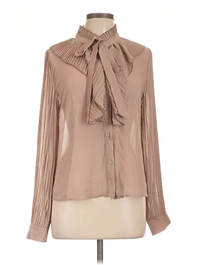 Pre-owned Fashion Nova Long Sleeve Blouse In Tan