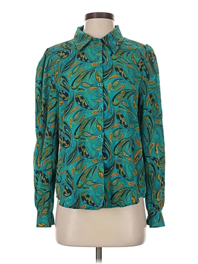 Pre-owned Fashion Nova Long Sleeve Blouse In Teal