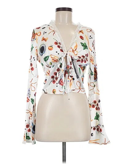 Fashion Nova Long Sleeve Blouse In White