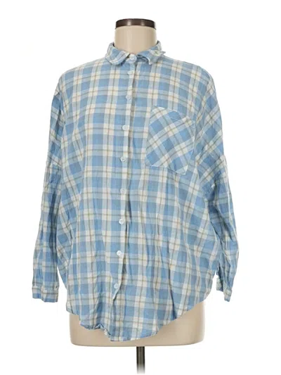 Pre-owned Fashion Nova Long Sleeve Button Down Shirt In Blue
