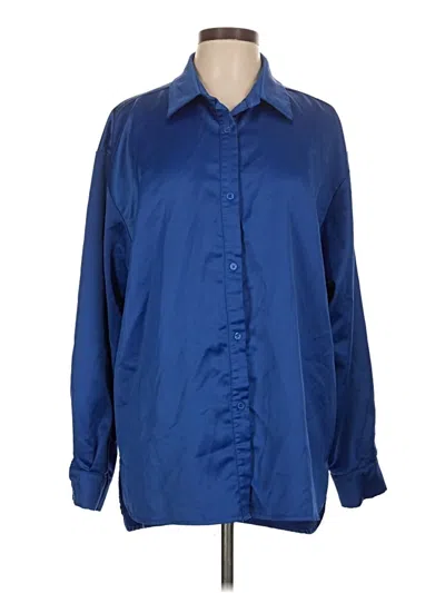 Pre-owned Fashion Nova Long Sleeve Button Down Shirt In Blue