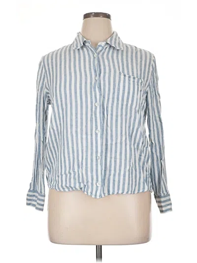 Pre-owned Fashion Nova Long Sleeve Button Down Shirt In Blue