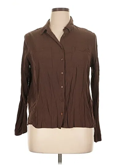 Pre-owned Fashion Nova Long Sleeve Button Down Shirt In Brown