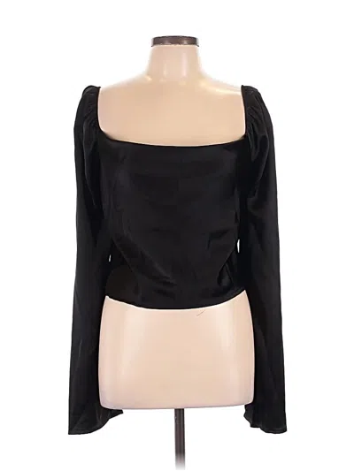 Pre-owned Fashion Nova Long Sleeve Top Black Square Neckline Tops