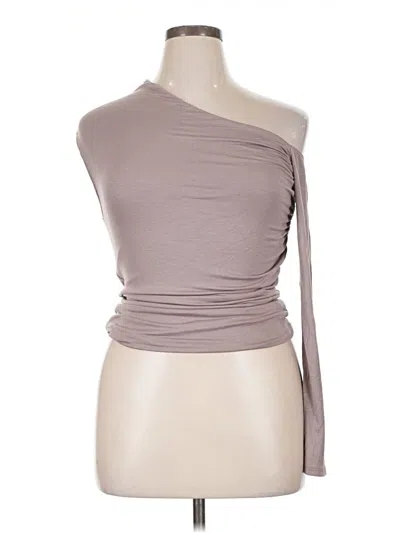 Fashion Nova Long Sleeve Top Gray One Shoulder Neckline Tops