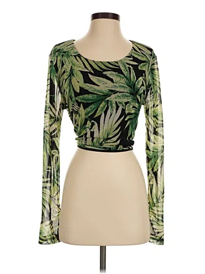 Pre-owned Fashion Nova Long Sleeve Top Green Scoop Neck Tops