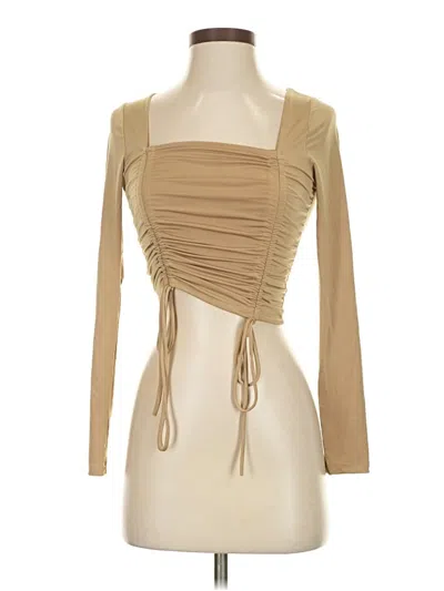 Fashion Nova Long Sleeve Top Tan Square Neckline Tops In Brown